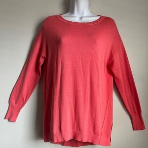 New Caslon Nordstrom Women’s Coral Sea Scoop Neck Zip Back Long Slv. Sweater S